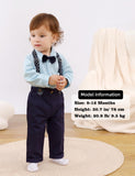 1 x RAW Customer Returns mintgreen Baby Boy Suit Gentleman Wedding Clothes Formal Shirt Set Suspenders Bow Tie with Hat, Blue, 12-18 Months, 90 - RRP €37.04