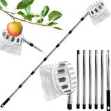 1 x RAW Customer Returns Fruit picker with telescopic handle, 2.6M apple picker, cherry picker with lightweight stainless steel telescopic pole and cotton bag, fruit gripper easy to assemble, cherry picker, plum picker - RRP €22.99