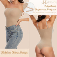 1 x RAW Customer Returns Joyshaper Women s Bodysuit Strapless Thong Thong Shapewear Bodysuit Bodysuit Slimming Sheath Flat Belly Slimming, 1 Beige Thong, XL - RRP €25.99