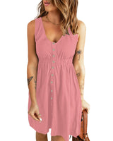 1 x RAW Customer Returns AUSELILY Beach Dress for Women Button down Sundress with Pockets Pink M - RRP €28.8