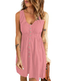 1 x RAW Customer Returns AUSELILY Beach Dress for Women Button down Sundress with Pockets Pink M - RRP €28.8