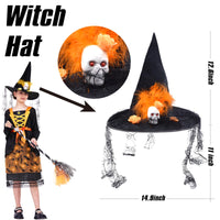 11 x Brand New ZUCOS Children s Witch Costume with Lights Halloween Girls Costume Carnival Cosplay Costumes Princess Dress with Witch Broom and Hat Black, 4-6 Years  - RRP €219.89