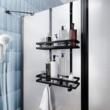 2 x Brand New EUNEWR Hanging Shower Shelf Heavy Duty No Drilling Stainless Steel Hooks Suction Cups Practical Shower Basket for Shampoo Soap Shaver Black - RRP €45.6