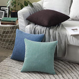 5 x Brand New FreeBiz Set of 2 Cushion Covers Corduroy Decorative Cushion Cover Sofa Cushion Decorative Cord Couch Cushion Pillow Case Cover Decorative Cushion Cover Soft for Living Room Bedroom Home 45 x 45 cm Blue - RRP €42.0