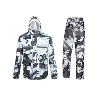 1 x RAW Customer Returns Ynport Crefreak Men s Women s Camouflage Hooded Waterproof Suit Grey, XXXL  - RRP €44.98