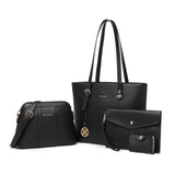 1 x RAW Customer Returns Miss Lulu Shoulder Bag Ladies Tote Bag Large Handbags PU Leather Women Crossbody Bags Elegant Shopper Bags Card Holder Adjustable Shoulder Strap 4-piece Set Black - RRP €43.99