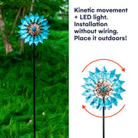 1 x RAW Customer Returns Solar Windmill New Azure 75in Solar Powered Glass Globe Kinetic Dual Alignment Multicolor LED Lighting Patio, Lawn, Garden Garden Wind Chime - RRP €53.99