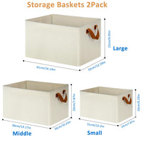 1 x RAW Customer Returns iEGrow closet organizer wardrobe, set of 2 foldable storage baskets, Oxford fabric storage 41 x 32 x 23 cm, suitable for living room, bedroom, storage of bathroom items beige  - RRP €21.99