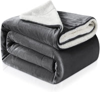 1 x RAW Customer Returns RATEL Sherpa Blanket High-quality cuddly blanket dark grey 150 200cm, fleece blanket reversible blanket made of high-quality microfiber for sofa blanket, bed-fluffy warm thick easy-care - RRP €29.72