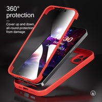 1 x RAW Customer Returns ZHOUDSAEIFD Case for iPhone 12 Pro Max, 360 Full Body Protection Military Grade Shockproof Phone Case with Screen Protector - Red - RRP €21.6