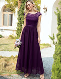 1 x RAW Customer Returns DRESSTELLS Women s Evening Dresses Elegant for Wedding Cocktail Dress Lace Ball Gowns Maxi Length Grape XL - RRP €69.99