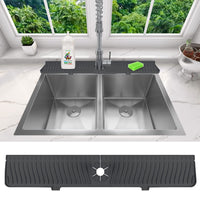 1 x RAW Customer Returns SINJIAlight 30 inch Kitchen Sink Flush Guard, Silicone Faucet Splash Guard, Large Silicone Wash Mat for Kitchen Bathroom, Faucet Handle Drip Catcher Tray Black  - RRP €15.68