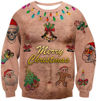 1 x RAW Customer Returns Rave on Friday Men s Christmas Sweater Chest Hair Graphic Sweater Ugly Christmas Sweater Long Sleeve Round Neck Funny Christmas Sweater Sweatshirts XL - RRP €32.99