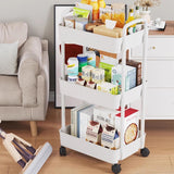 1 x RAW Customer Returns JMIATRY Set of 2 3-Tier Storage Carts, Kitchen Cart, White, with Wheels, for Kitchen, Bathroom, Laundry, Bedroom, 41 x 25 x 75 cm - RRP €28.99