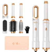 1 x RAW Customer Returns 6 in 1 Airstyler, round brush hairdryer set with 6 attachments, drying, straightening, curling, volumizing, massaging the scalp, ion care, styling brushes for all hair types - RRP €70.58