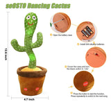 1 x RAW Customer Returns seOSTO Talking Dancing Cactus Plush Toy, Dancing Cactus Toy, Electronic Plush Doll Gifts for International Children s Day Gifts - RRP €21.17