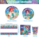 1 x RAW Customer Returns Antsparty Mermaid Party Tableware Set, 81pcs Children s Birthday Cutlery Set with Mermaid Plates, Cups, Napkins Tablecloth, Mermaid Party Set for Girls Birthday 20 Guests  - RRP €20.4