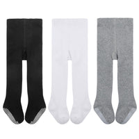 1 x RAW Customer Returns Durio Baby Tights for Girls Cotton Children s Tights Toddler Tights Set Leggings Anti-Slip Stopper Socks 3 Pairs Black White and Gray 1-2 Years - RRP €18.08