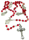 1 x Brand New GTBITALY ROS06-CUO Red Rosary 50 5 beads with Sacred Heart of Jesus cross with Cross inri - RRP €21.94