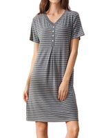 1 x RAW Customer Returns Idle Sloth nightdress women short sleeve - sleep shirt made of viscose knee length - women s short sleep shirt night dress for summer grey M - RRP €40.33