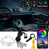 1 x RAW Customer Returns Sunshine smile interior lighting car, 6M 5 in 1 RGB interior lighting, 12V LED atmosphere light, app controllable, multi-colored ambient lighting, strips, neon - RRP €25.61