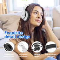 1 x RAW Customer Returns Uliptz Bluetooth Headphones Over Ear, 65 Hours Playtime Headphones Wireless Bluetooth with 6 EQ Modes, HiFi Stereo Foldable Bluetooth 5.3 Wireless Headphones for Travel Office Mobile Phone PC Silver  - RRP €22.99