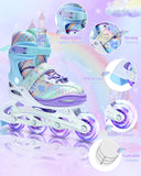 1 x RAW Customer Returns Inline Skates for Children 34-41 Adjustable, Sportneer with 6 Protectors, Set of 8 LEDs, for Children Beginners - RRP €65.45