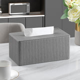 1 x RAW Customer Returns MEIBOOCH Stylish PU Leather Rectangle Tissue Box Cover with Magnetic Bottom for Bathroom, Bedroom or Office Wood Grain Gray  - RRP €22.99