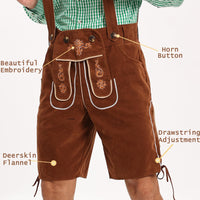 1 x RAW Customer Returns Adisno Lederhosen,Oktoberfest Lederhosen,Men s Lederhosen,Men s Oktoberfest Pants,Men s Oktoberfest Costume,Brown, Embroidered, Flannel Material 50  - RRP €39.34