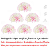 1 x Brand New BLOSMON Hydrangea Artificial Flowers Artificial Flowers Wedding Decoration 6 Pieces White Pink Fake Flowers Silk Flowers for Centerpiece Table Decoration Flower Ball Bouquet Artificial Arrangements Home Celebration Decoration - RRP €47.98