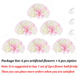 1 x Brand New BLOSMON Hydrangea Artificial Flowers Artificial Flowers Wedding Decoration 6 Pieces White Pink Fake Flowers Silk Flowers for Centerpiece Table Decoration Flower Ball Bouquet Artificial Arrangements Home Celebration Decoration - RRP €47.98