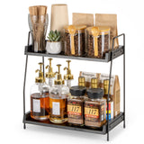 1 x RAW Customer Returns ANBOXIT Coffee Organizer, Coffee Bar Accessories Organizer Wood, Coffee Storage for Coffee Station, Countertop Spice Rack for Kitchen, 2-Tier Coffee Caddy for Kitchen, Home, Office - Black - RRP €28.45