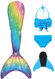 1 x RAW Customer Returns FOLOEO Mermaid Fin Girls Mermaid Fin for Children with Bikini Set and Monofin, 4 Piece Set - RRP €46.07