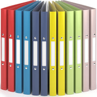 1 x RAW Customer Returns ACROPAQ - 12 x Ring Binder A4 - With 2 Rings, With Spine Labels, Spine Width 2.5 cm, Summer, Natural Color Collection - Ring Binder, Ring Binder, Folder A4 Narrow, Ring Binder A4, School Folder - RRP €23.95