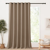 1 x RAW Customer Returns PONY DANCE Opaque curtains, eyelet curtains, living room, thermal curtain against cold and heat, bedroom, blackout curtains, decorative curtains, 1 piece, H 280 x W 200 cm, cappuccino - RRP €42.13