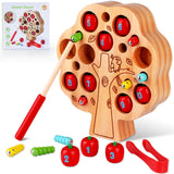 14 x Brand New RONSTONE Montessori Toys 3 Years Wooden Apple Harvest and Magnet Insect Game Wooden Toys 3 Years, Educational Learning Fine Motor Skills Wooden Toys from 3 4 Years Children - RRP €146.3