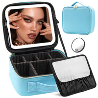 1 x RAW Customer Returns JADAZROR Makeup Bag with Magnetic Detachable Lighted Mirror, 360 Angle Travel Makeup Bag with Lights, Portable Cosmetic Bag Organizer Travel Train Case - RRP €32.26