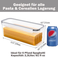 1 x RAW Customer Returns HRUISE Pasta Storage Containers Set of 3, 2.3 Liter Rectangular Spaghetti Long Noodle Storage Box with Airtight Lid, BPA Free Plastic Kitchen Food Storage Containers for Pasta Oatmeal - RRP €23.18