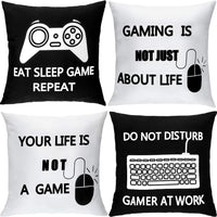 1 x Brand New Boao 4 Pieces Game Cushion Cover Gamer Pillowcase for Gamer Theme Video Game Game Fans Sofa with Christmas Halloween Decorations for Home Living Room Bedroom, 45 x 45 cm - RRP €22.8