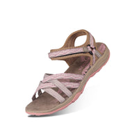 1 x RAW Customer Returns GRITION Women Hiking Sandals Ladies Outdoor Sport Water Shoes Summer Flat Cross-Tied Beach Sandals Open Toe Adjustable Velcro Walking Shoes Black EU 40, Beige Pink  - RRP €55.99