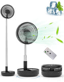 1 x RAW Customer Returns Primevolve Table and Stand Fan, Portable Oscillating Fan, Foldable Fan with Remote Control, 4 Speeds, Battery USB Table Fan, for Bedroom Black  - RRP €46.99