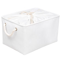 1 x RAW Customer Returns OUTBROS Large Storage Basket, 40x30x26cm Fabric Storage Boxes with Drawstring and Handles, Foldable Storage Containers Storage Baskets White, 2-Pack  - RRP €30.24