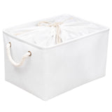 1 x RAW Customer Returns OUTBROS Large Storage Basket, 40x30x26cm Fabric Storage Boxes with Drawstring and Handles, Foldable Storage Containers Storage Baskets White, 2-Pack  - RRP €30.24