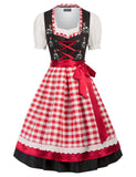 1 x RAW Customer Returns SCARLET DARKNESS dirndl 3 pieces. Set Bavarian Dress for Carnival Cosplay Red Black Plaid XL - RRP €65.51