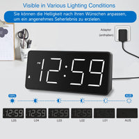 1 x RAW Customer Returns Eachui LED digital alarm clock with large numbers, alarm clock with charging station, brightness and volume adjustable, snooze, 12 24HR, digital clock mains operated - RRP €20.16