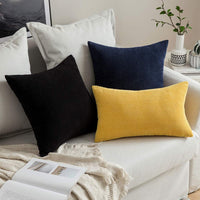 6 x Brand New MIULEE Pack of 2 Small Granular Cushion Covers Decorative Soft Square Cushion Covers for Sofa Bed Polyester Blend 40X40 cm Black - RRP €98.94