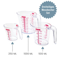 1 x RAW Customer Returns Chef Pomodoro measuring cup measuring cup 1l, 500ml, 250ml set of 3 measuring cups made of high-quality, break-proof and BPA-free plastic transparent measuring cup for the kitchen perfect baking accessory - RRP €16.13