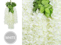 1 x RAW Customer Returns U Artlines Artificial Flowers, Pack of 24 Artificial Fake Wisteria Vine Ratta Hanging Silk Flowers Home Wedding Party Decor 24 Pieces, 110cm Each Strand, White  - RRP €55.03