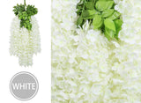 1 x RAW Customer Returns U Artlines Artificial Flowers, Pack of 24 Artificial Fake Wisteria Vine Ratta Hanging Silk Flowers Home Wedding Party Decor 24 Pieces, 110cm Each Strand, White  - RRP €55.03