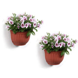 1 x RAW Customer Returns T4U 26cm wall hanging resin brick red wall flower pot set of 2, hanging wall flower pot for herbs cacti hanging pot for plants for garden balcony courtyard outdoor areas wall vase decor gift - RRP €28.6